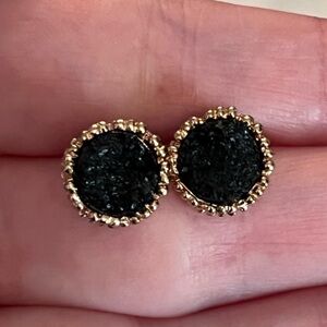 Black Druzy Stud Earrings